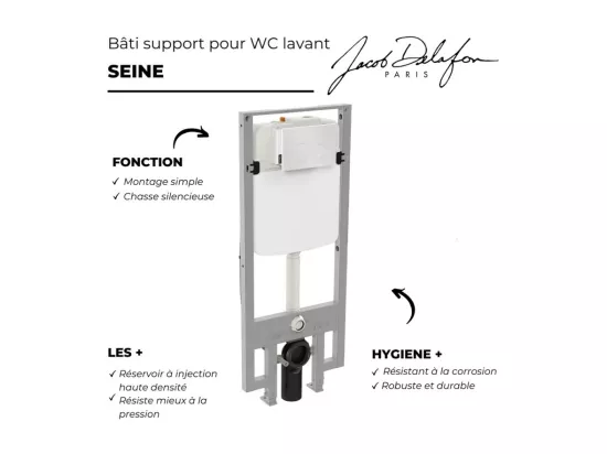 Bâti-support pour WC lavant JACOB DELAFON Seine avec plaque de commande
