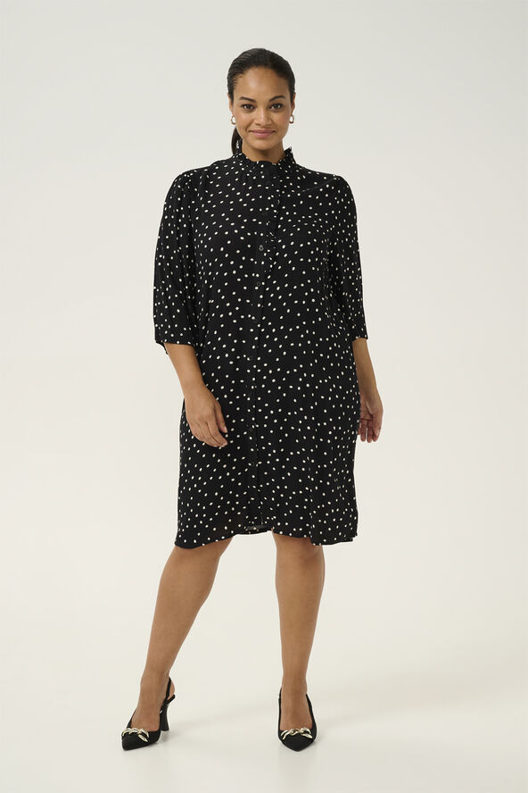 Kaffe Curve KCvilna Ami Shirt Dress Black/white dot
