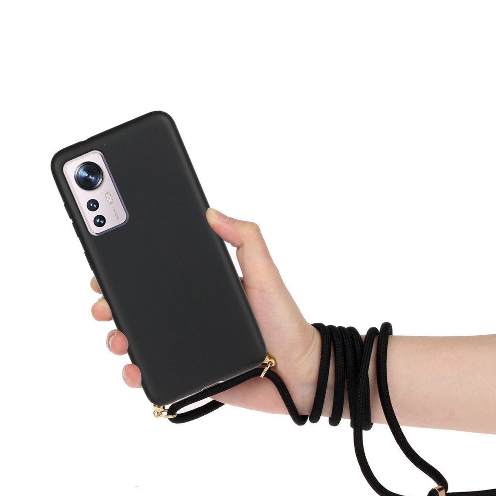 Xiaomi 12 Necklace Bio Gummi Case Hülle Eco Friendly Nachhaltig Kompostierbar   Handykette (150cm) - Schwarz