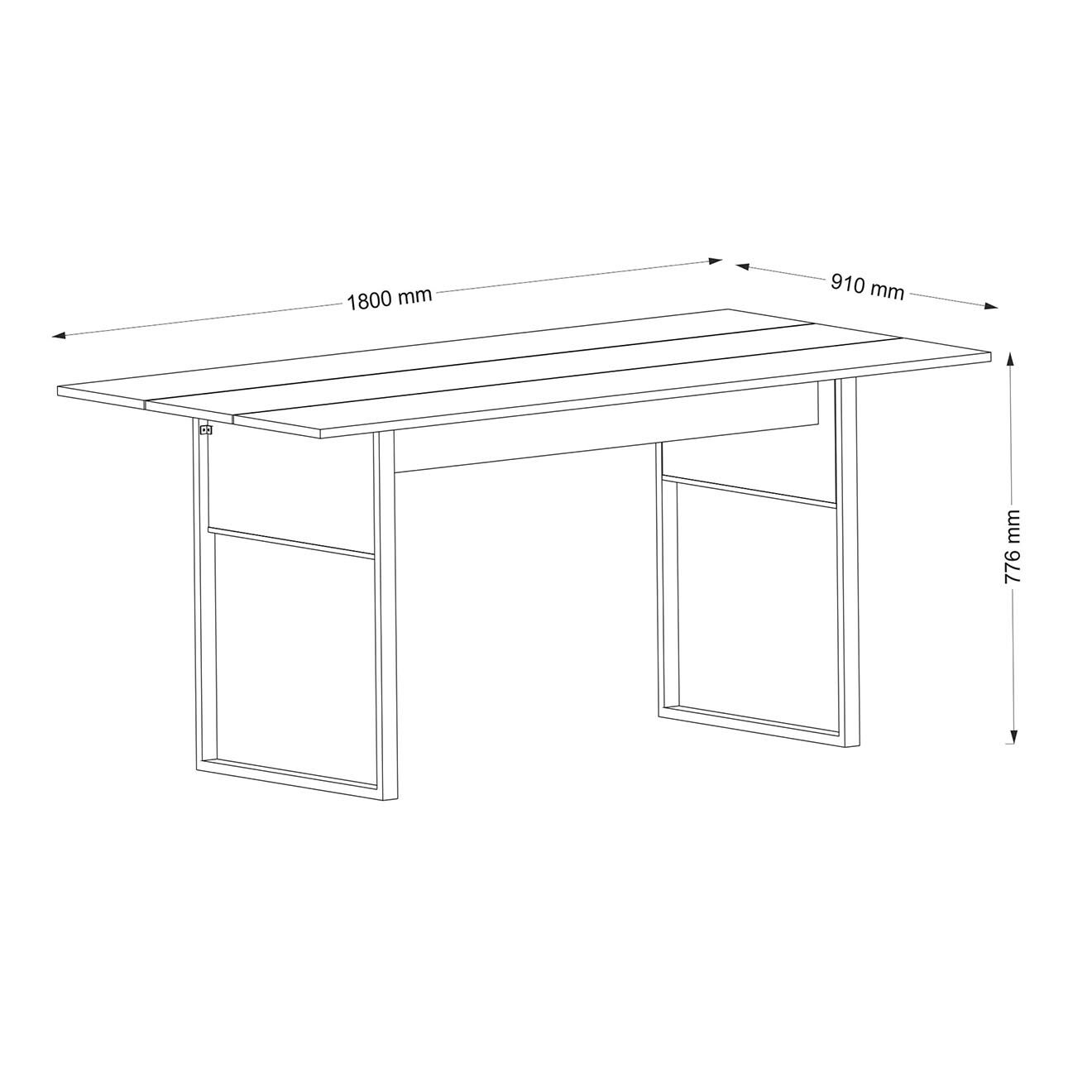 Wooden Art Table de salle à manger Lost beige - 180x77.6x91 cm