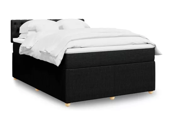 Sommier à lattes de lit avec matelas Noir 140x190 cm Tissu