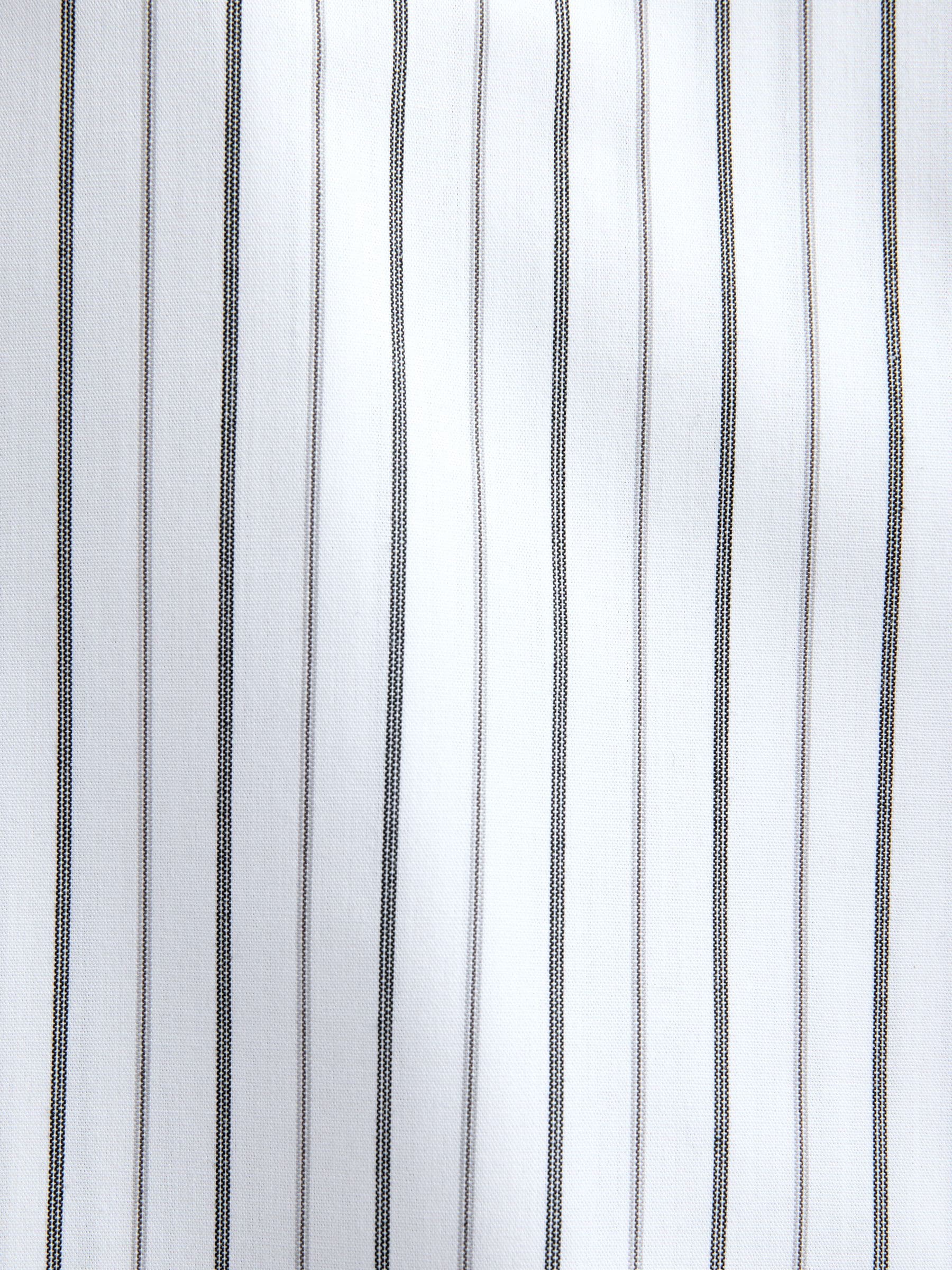 Witte Strepen/Antracietkleurige Print - Slim Fit - Strijkvrije slimme overhemden met enkele manchet 2 pak