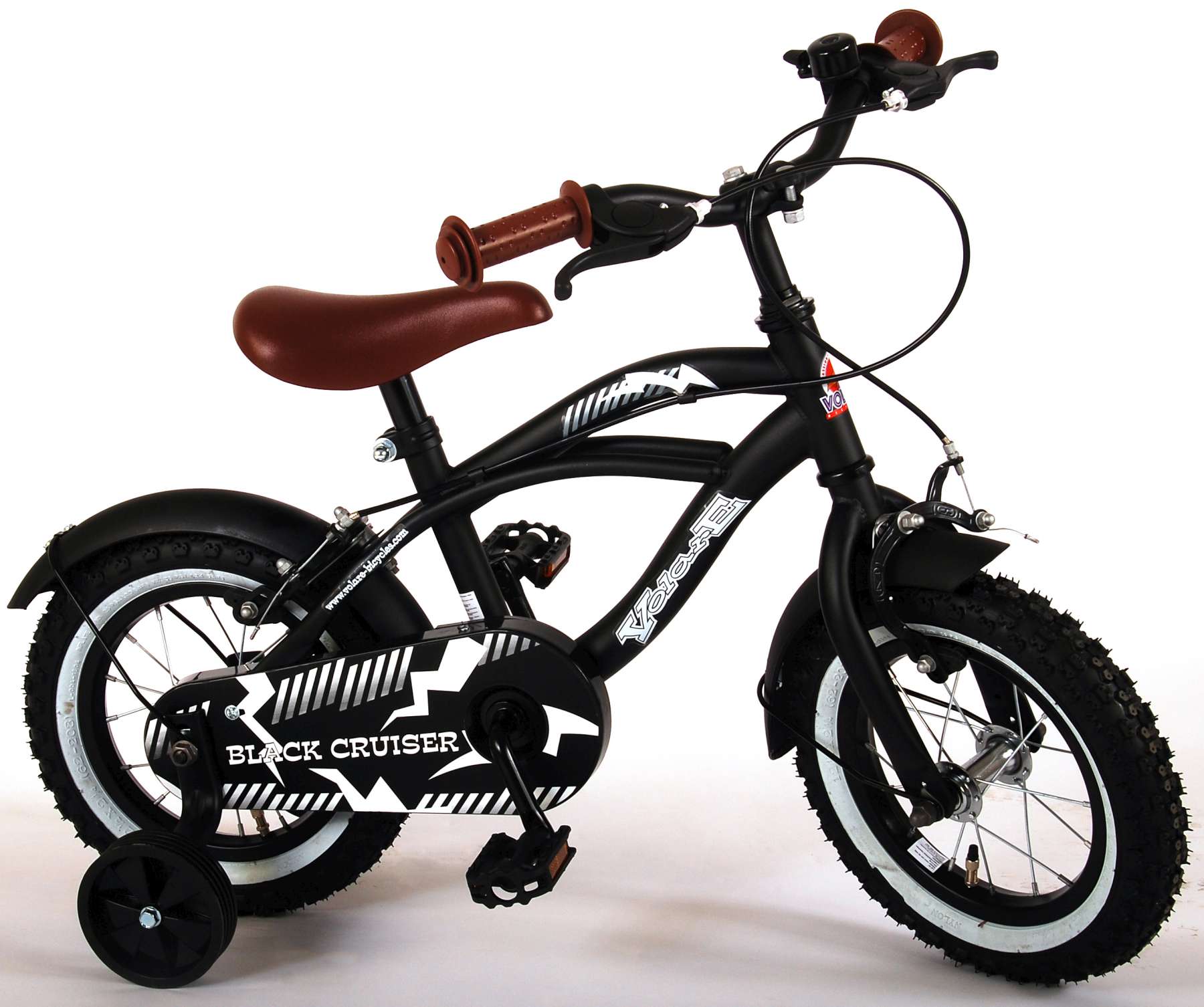 TPFSports Black Cruiser Kinderfahrrad - Jungen - 12 Zoll - Rücktritt + Handbremse - Schwarz