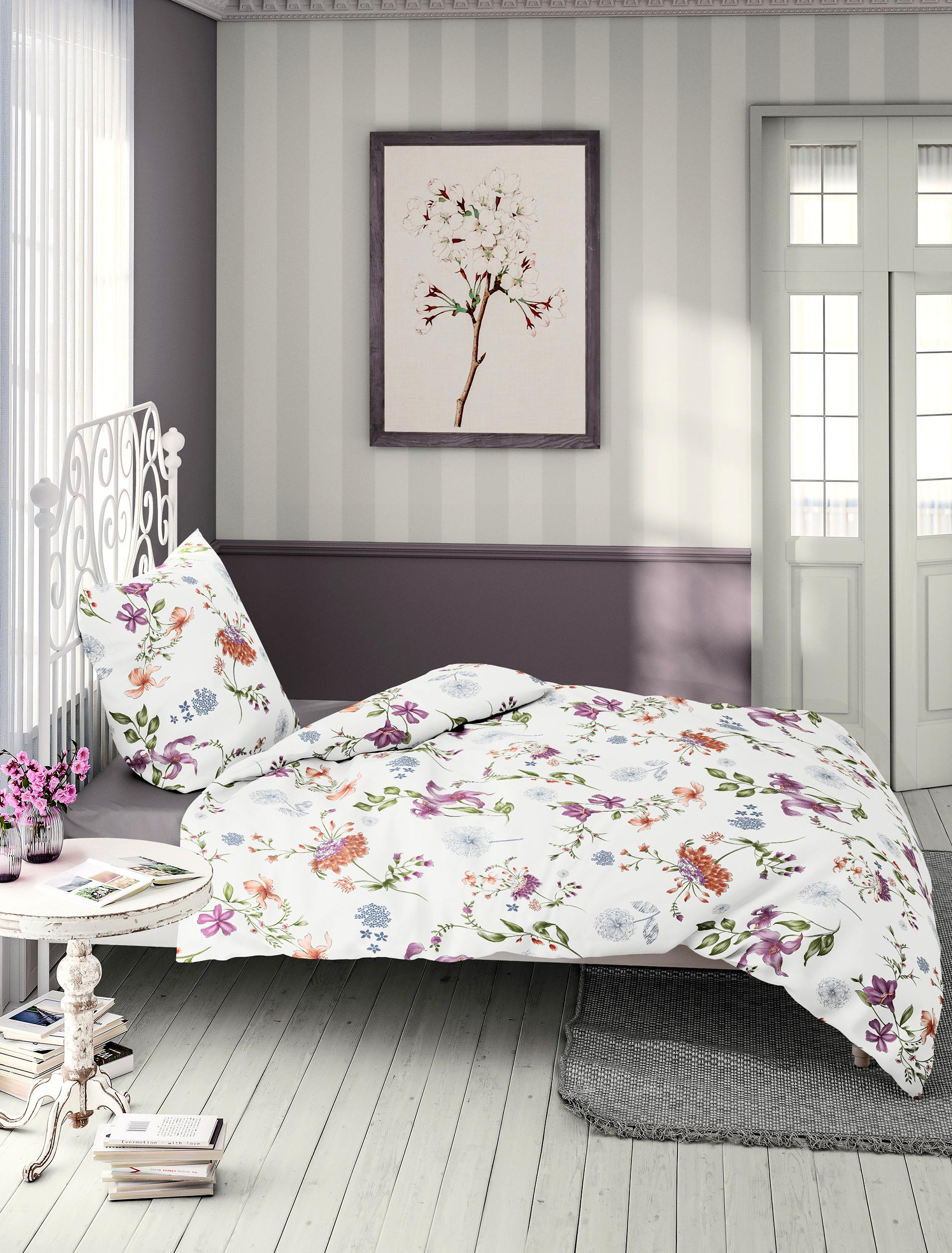 Bettwäsche Biber VIOLA 135x200cm, mit 1 Kissen