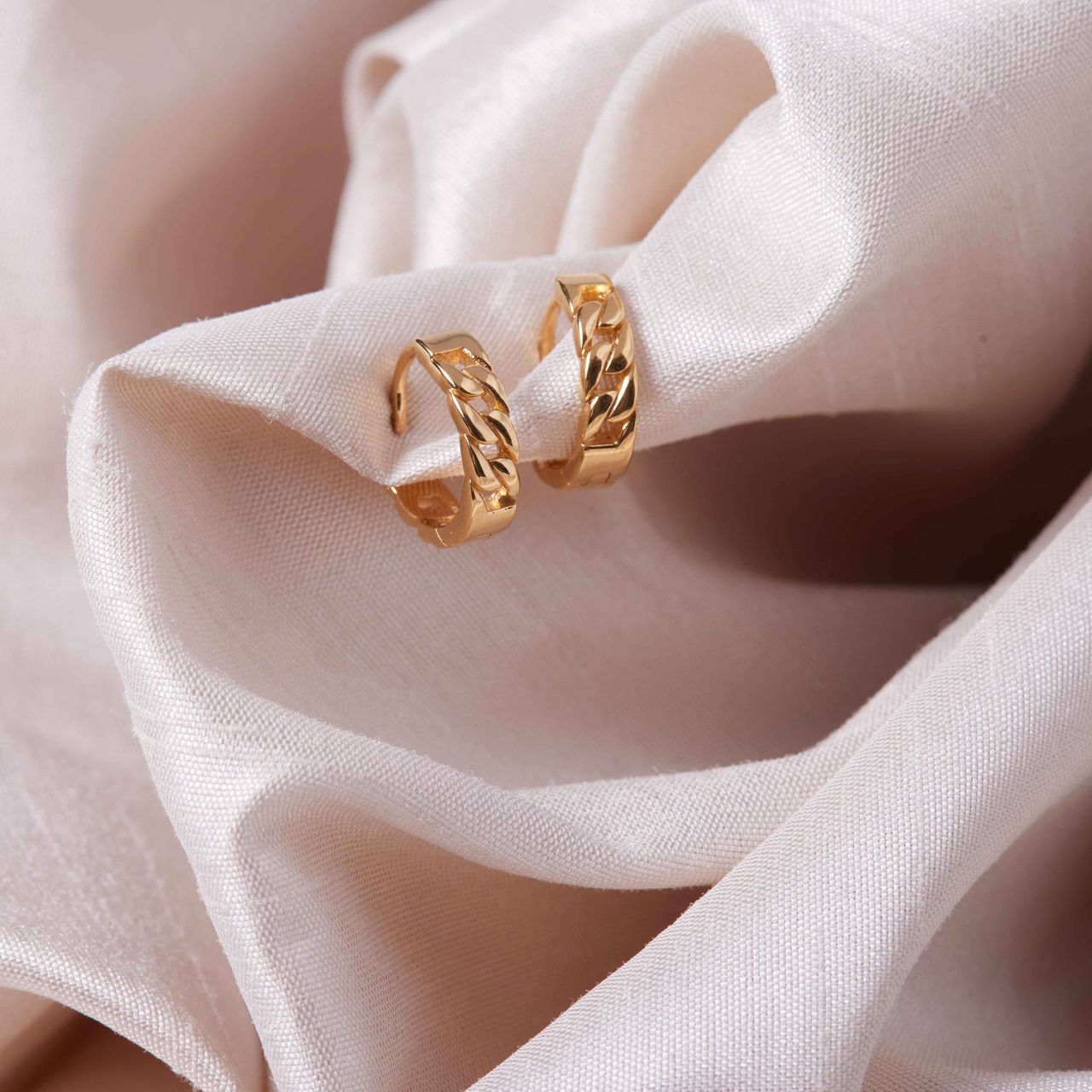 Zilveren goldplated oorbellen gourmet schakel