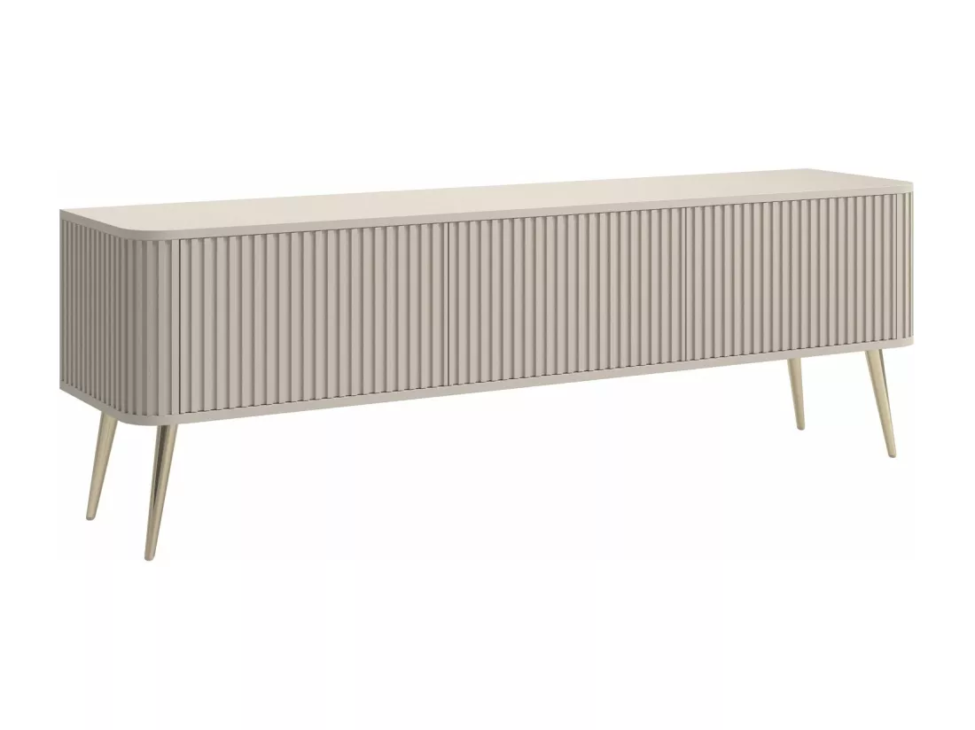 Meuble TV à 3 portes - 163 cm - grėge / doré - OVARLO