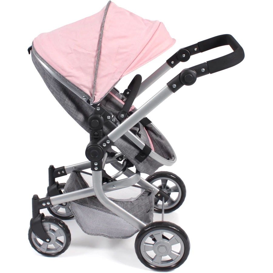 BAYER CHIC 2000 Kombi-Puppenwagen MIKA Melange grau-rosa