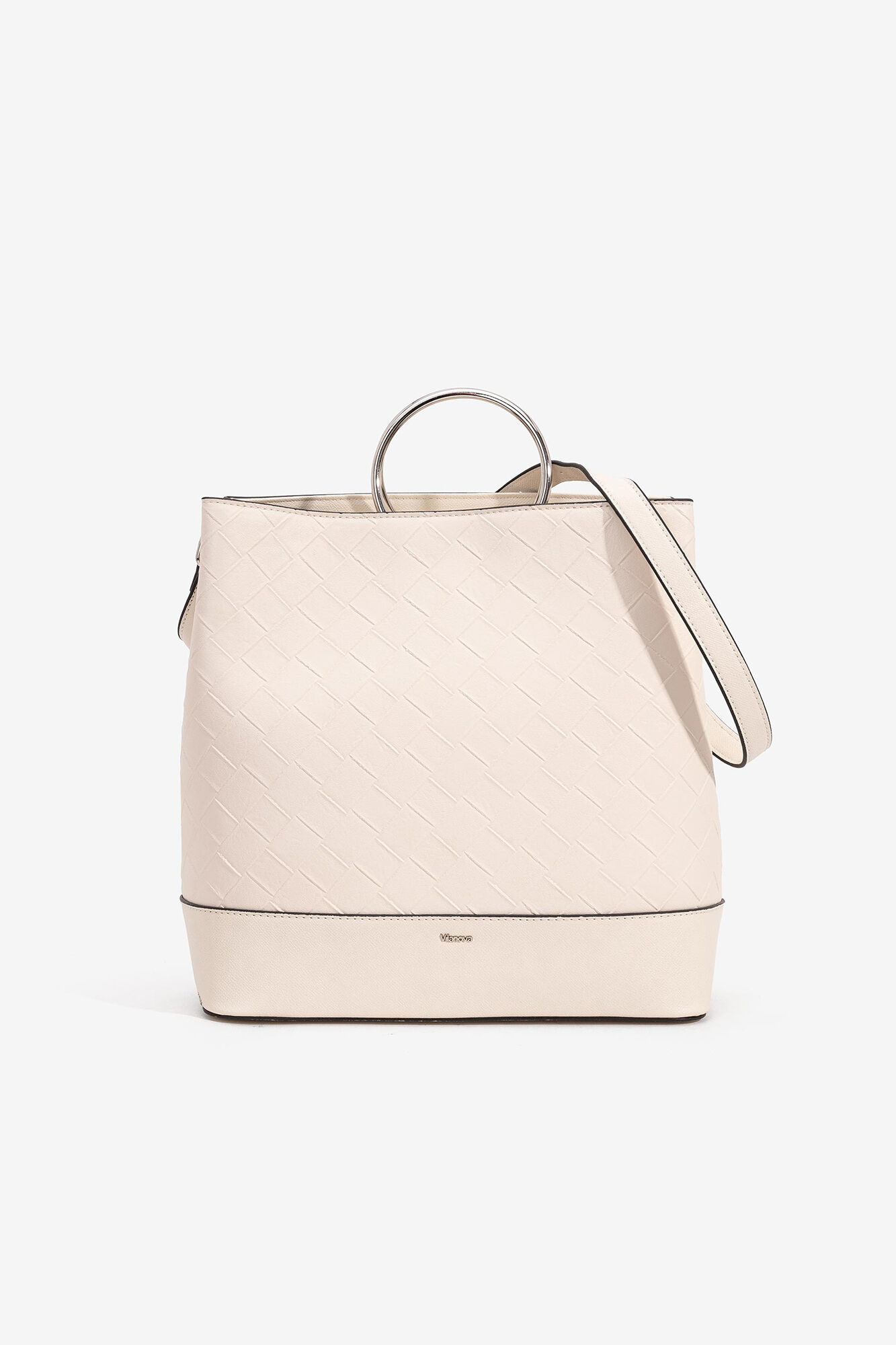 Bolsa texturizada com alças de metal - Branca