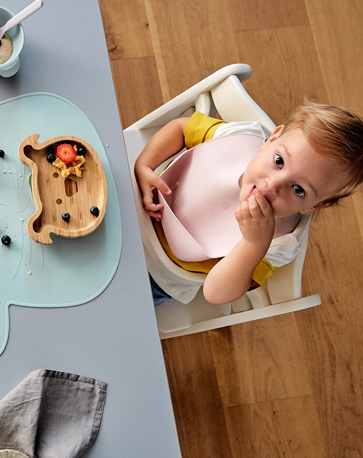 Silikon-Lätzchen LITTLE CHUMS – MOUSE mit Auffangschale in rosa