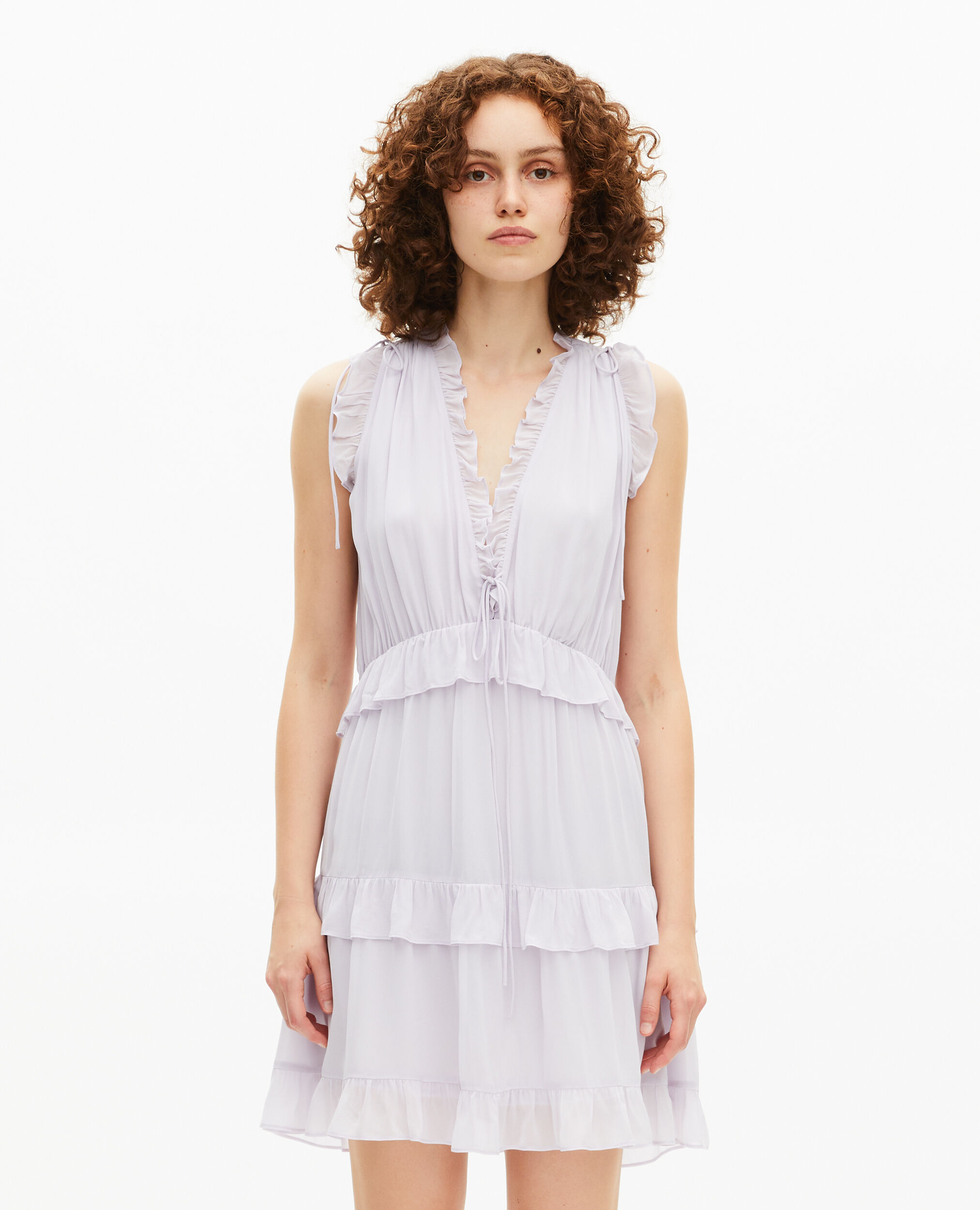 Robe courte avec volants lilas