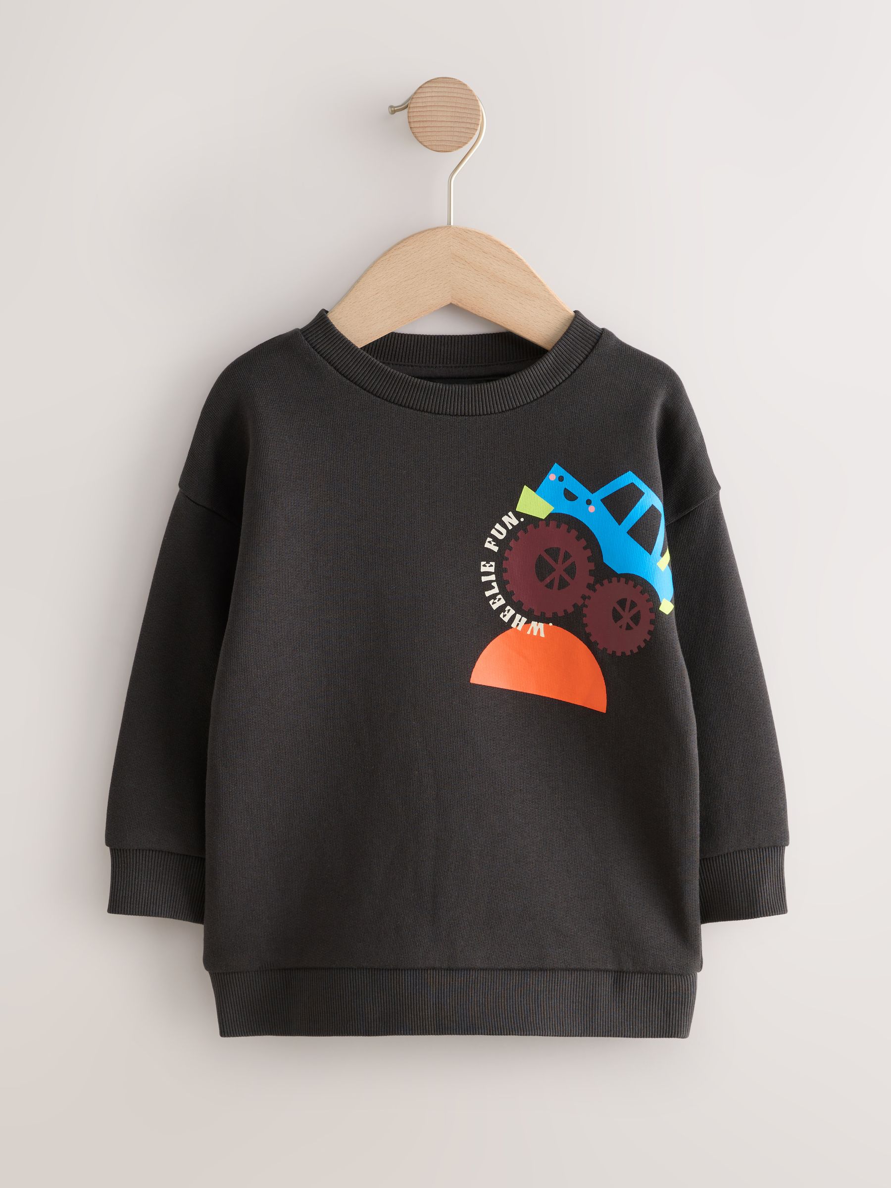 Antracietgrijs, helder - Jersey sweatshirt met ronde hals en print op de rug (3mnd -7jr)