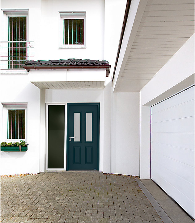 Porte d'entrée Hörmann acier galvanisé l.90 x h.215 cm poussant droit THP410S gris anthracite ral 7016