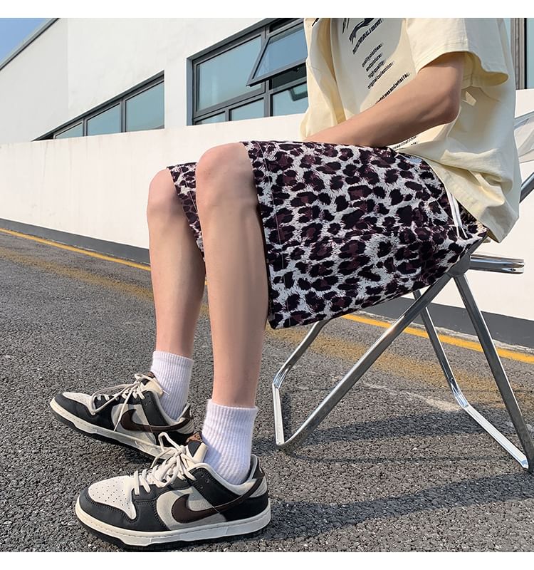 Diphon - Shorts met trekkoord en luipaardprint