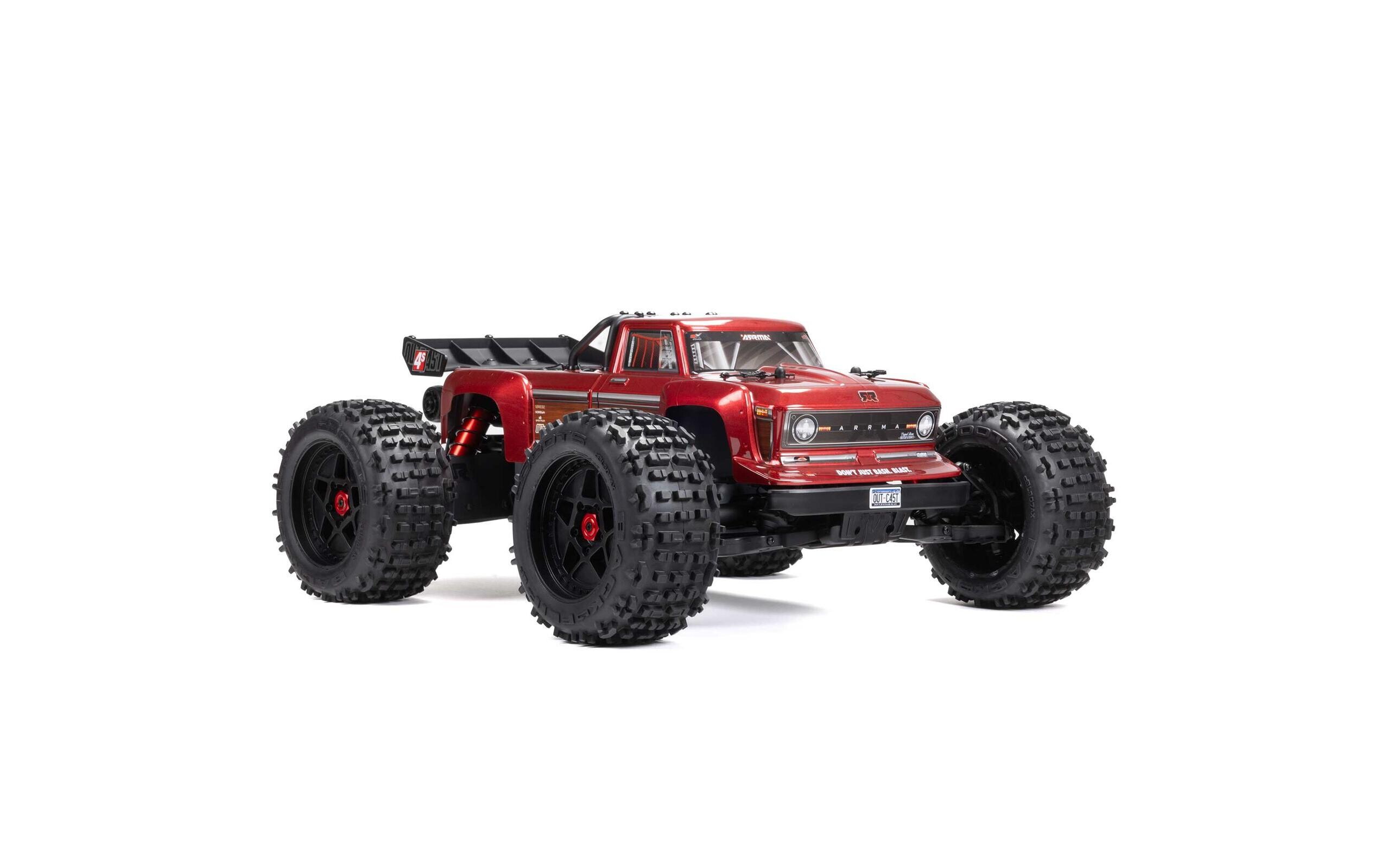 Monster Truck Outcast 4x4 4S V2 BLX Rot, ARTR, 1:10<br>Robuster Stunt Truck mit 4S Brushless Antrieb