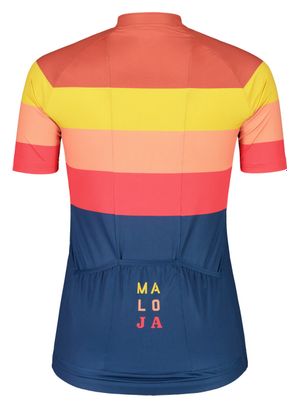 Maillot Manches Courtes Femme Maloja MadrisaM Bleu/Orange/Jaune