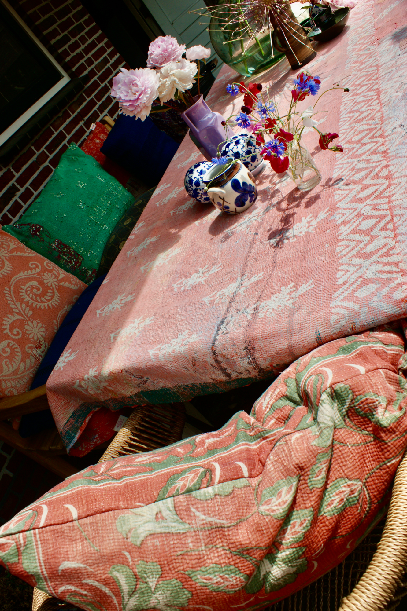 Kussen Kantha vintage 40x60 cm orange pink
