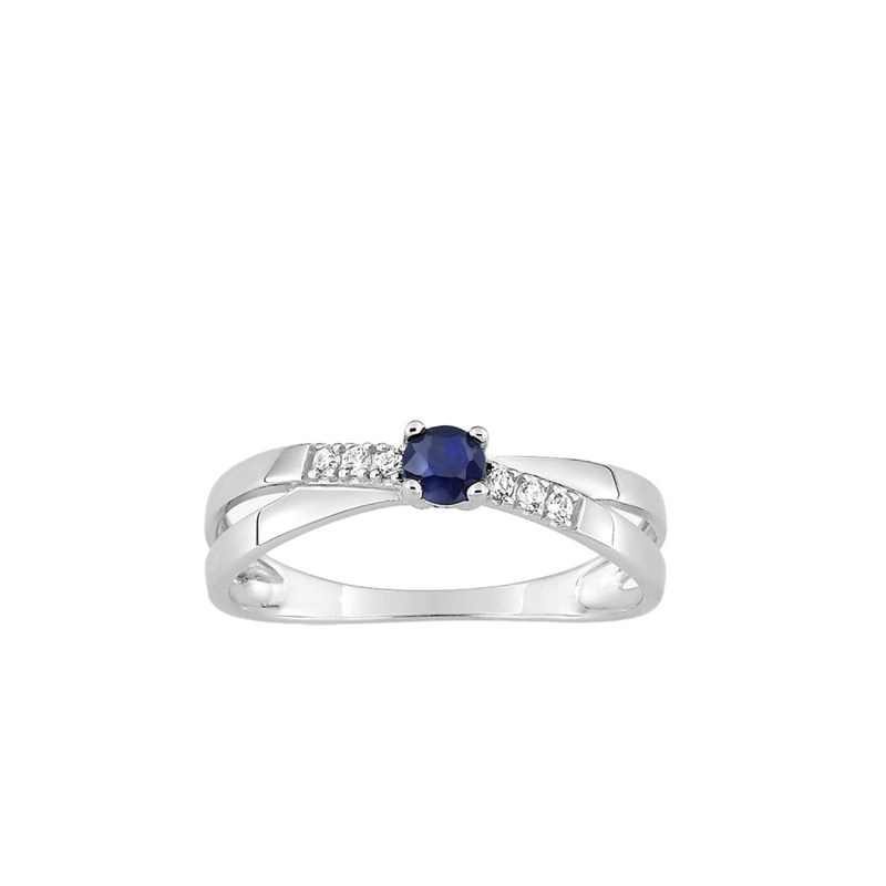 Bague Femme - Saphir - Oxyde de zirconium - Or 9 Carats