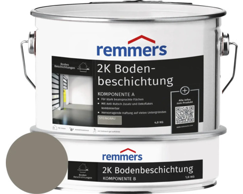 Remmers 2K vloercoating, zijdeglans, steengrijs, 5 kg