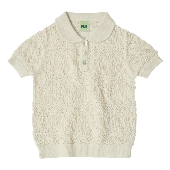 FUB Polo Maille Fine Pointelle Coton Bio | Ecru
