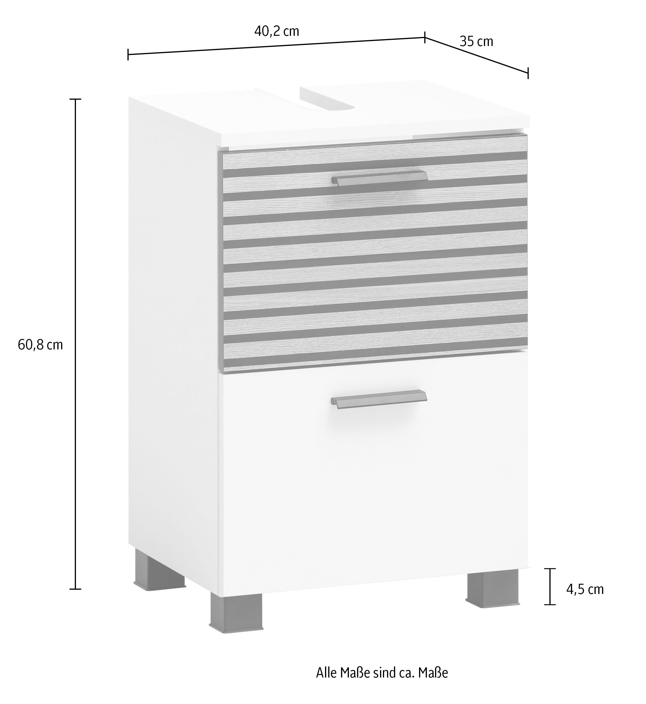 welltime Waschbeckenunterschrank »Katta, Breite 40 cm« Oberboden mit Siphonausschnitt, Klappenfront mit Akustikprint