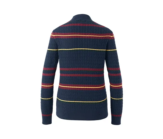 Feinstrickpullover mit Zopfmuster, mehrfarbig