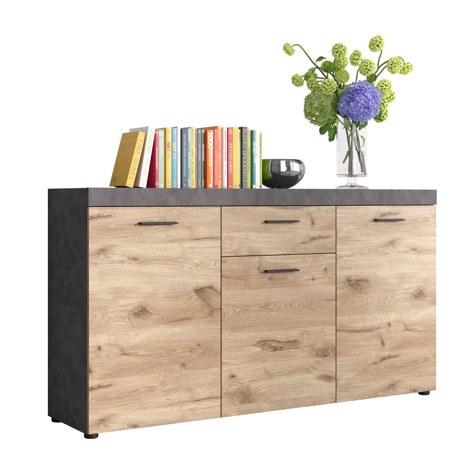 Sideboard Swift Matera-Beton-/Nox Oak-Optik 160x89x40 cm