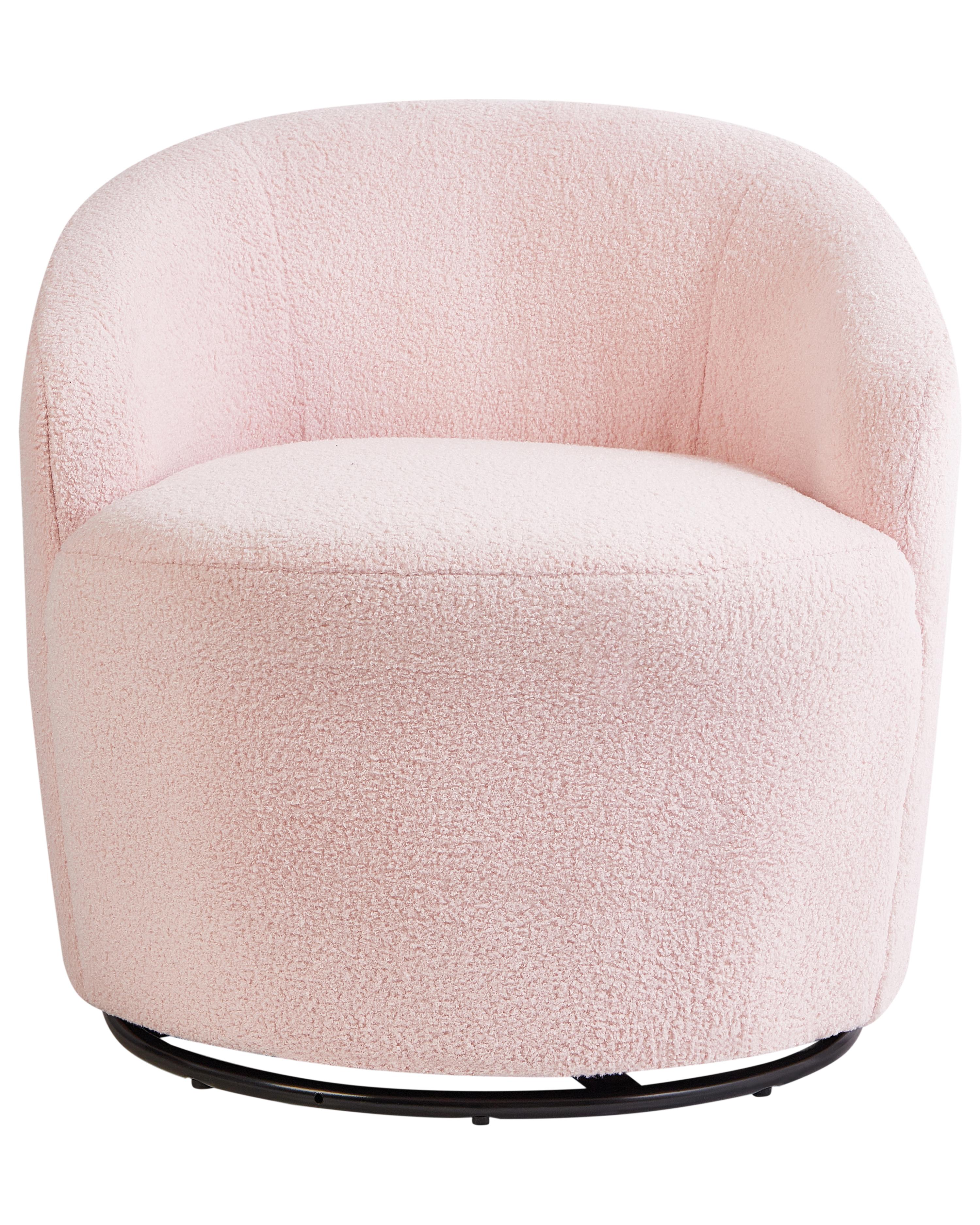 Draaifauteuil DAVIK Bouclé Pastelroze