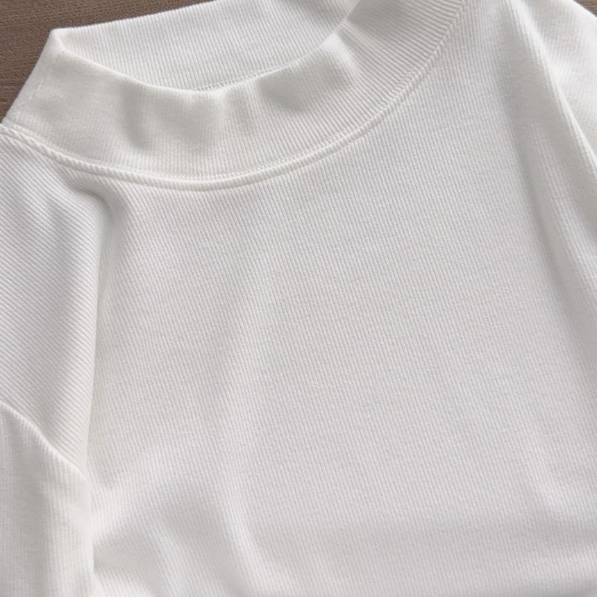 Glotto - T-shirt met lange mouwen en mockneck, effen