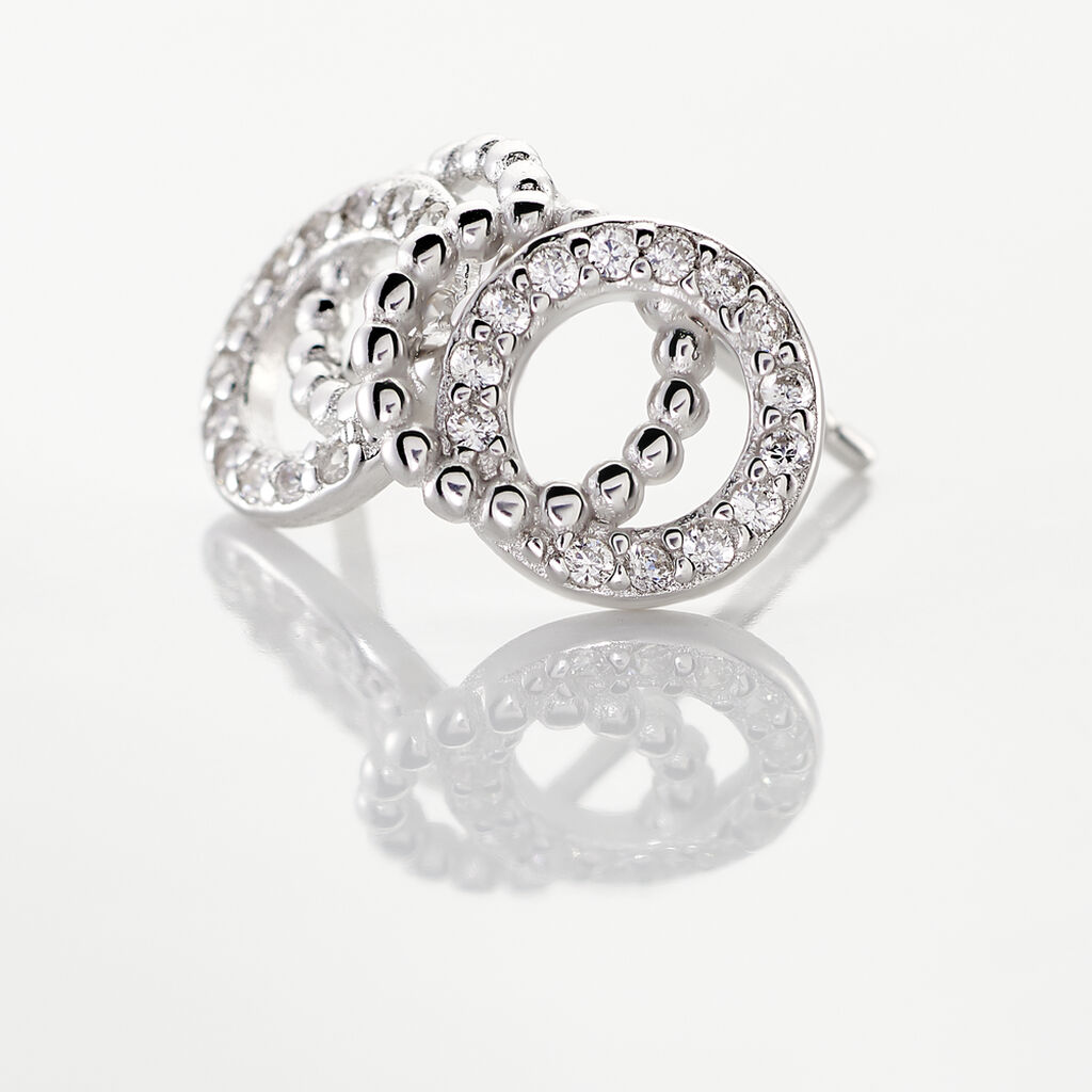 Boucles D'oreilles Puces Magou Argent Blanc Oxyde De Zirconium