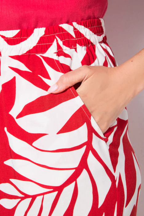 Culotte, Blätter, weites Bein, Elastikbund, neon rot