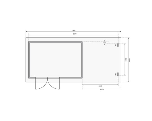 Karibu Noorvik 8 tuinhuis inclusief 3m verlengdak, 704 x 333cm achterwand, natuurlijke afwerking