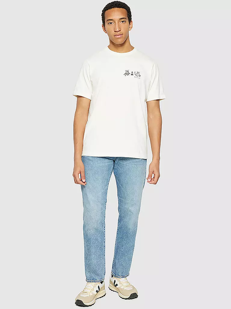 KNOWLEDGE COTTON APPAREL T-Shirt OWLS CHEST creme