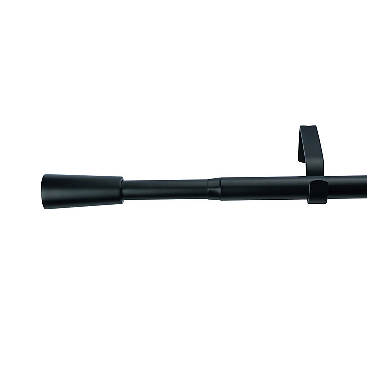 Kit de tringle à rideau extensible embout bouchon 120/210 cm Ø16/19 mm noir