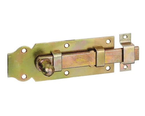 Deurgrendel met knop en lus, 140 x 52 mm, geel verzinkt