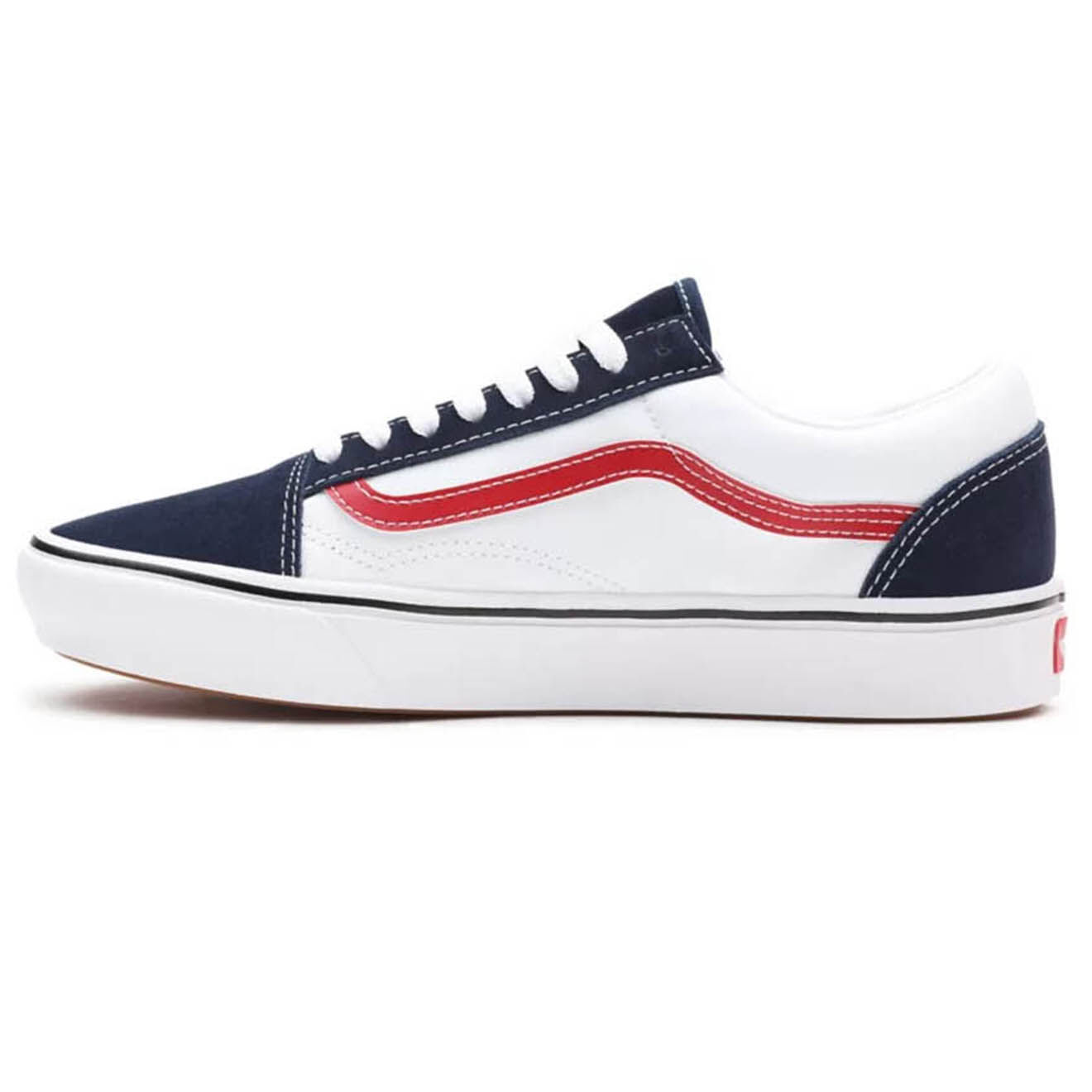 Vans Sneakers en Toile & Velours de Cuir Tri-Tone ComfyCush Old Skool blanc/bleu/rouge