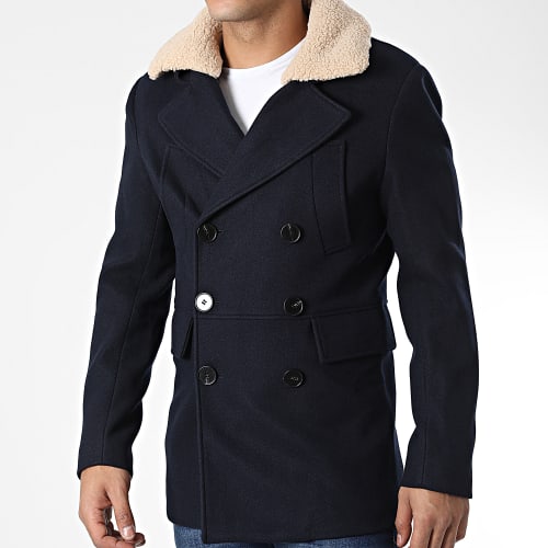 Veste Col Mouton Bleu Marine