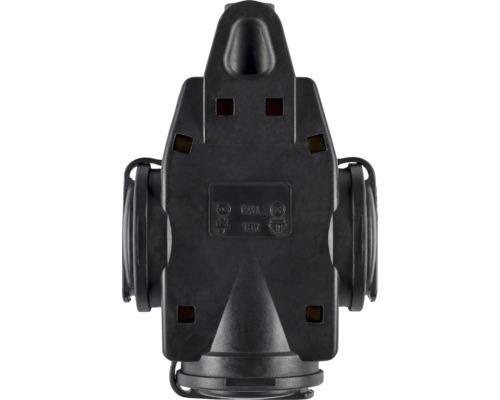 ABL 1473190 Drievoudige veiligheidscontact massief rubberen pendelkoppeling zwart hitte-/koude- en UV-bestendig stroomverdeler Made in Germany
