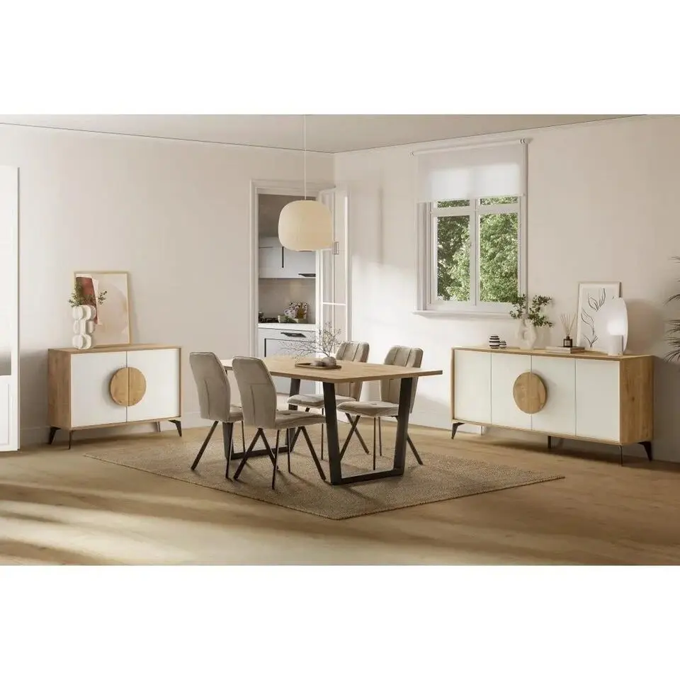 CALICOSY - Dressoir VAE - Licht eiken / wit - 82x110x40 cm