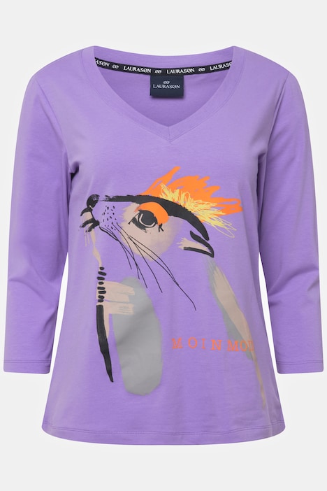 T-Shirt, Robbe, V-Ausschnitt, 3/4-Ärmel, OEKO-TEX