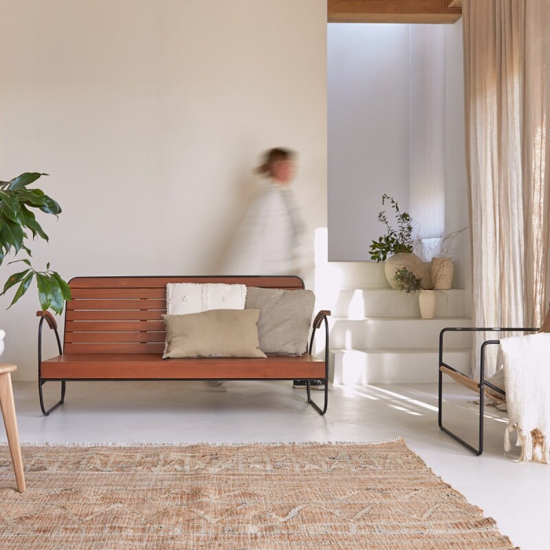 Banc Key Wood en acacia massif, 3 places