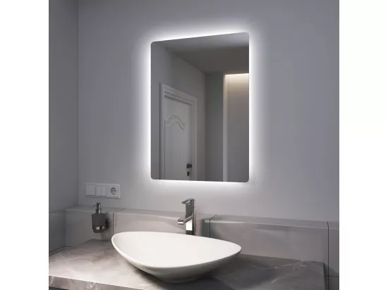 EMKE Miroir lumineux salle de bain Rétro-éclairage 70x50cm, Miroir LED avec lumière blanche froide