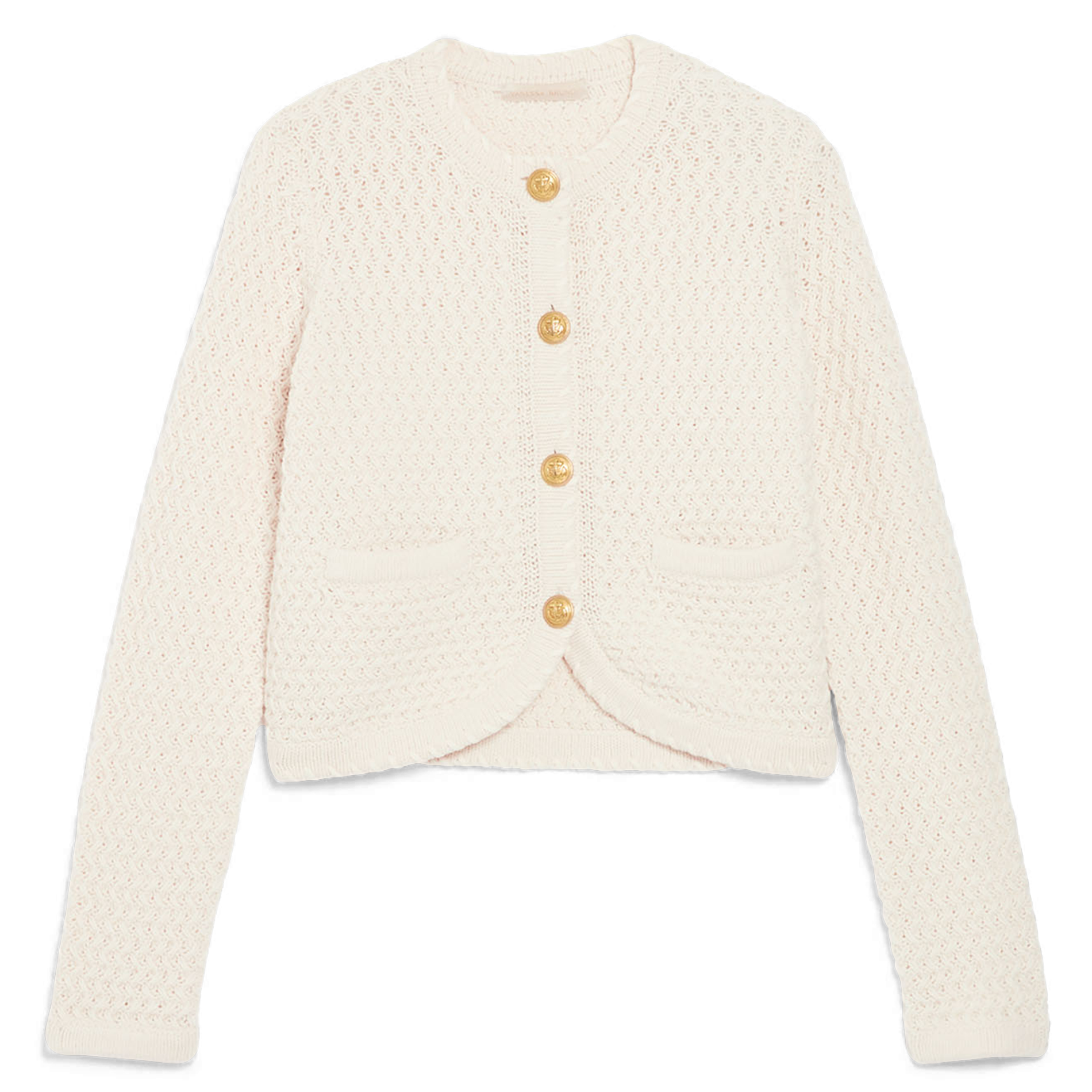 DORINA - Cardigan droit en laine et coton mélangé | Blanc