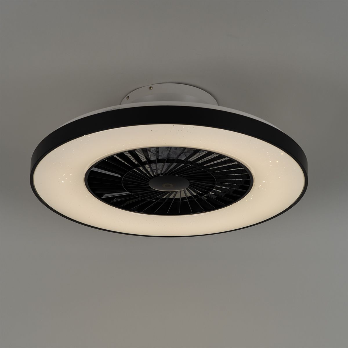 Smart plafondventilator zwart met ster effect 60cm incl. LED dimbaar met afstandsbediening - Climo