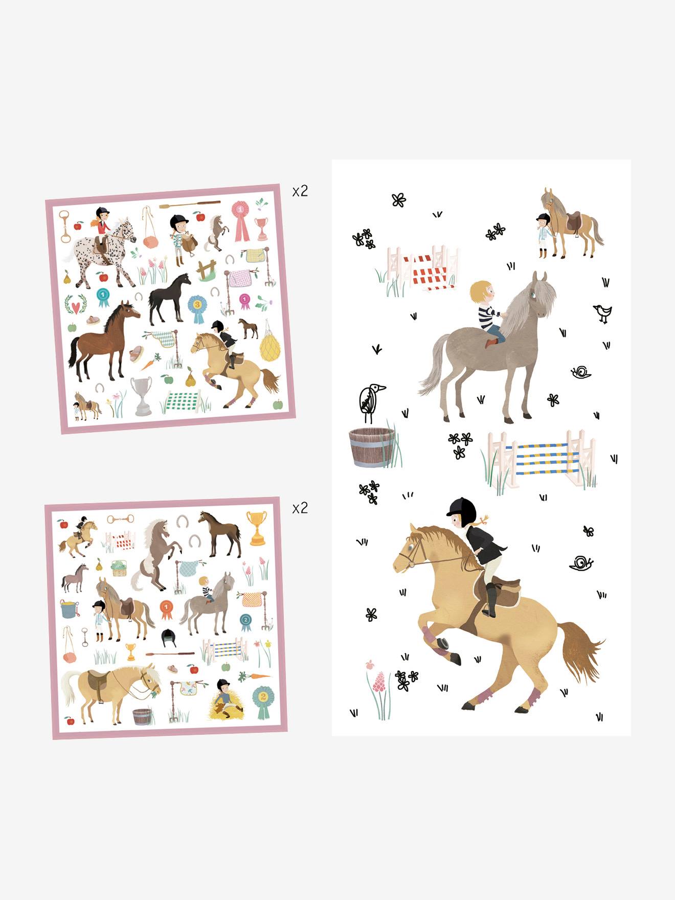 160 adesivos multicoloridos de cavalos DJECO