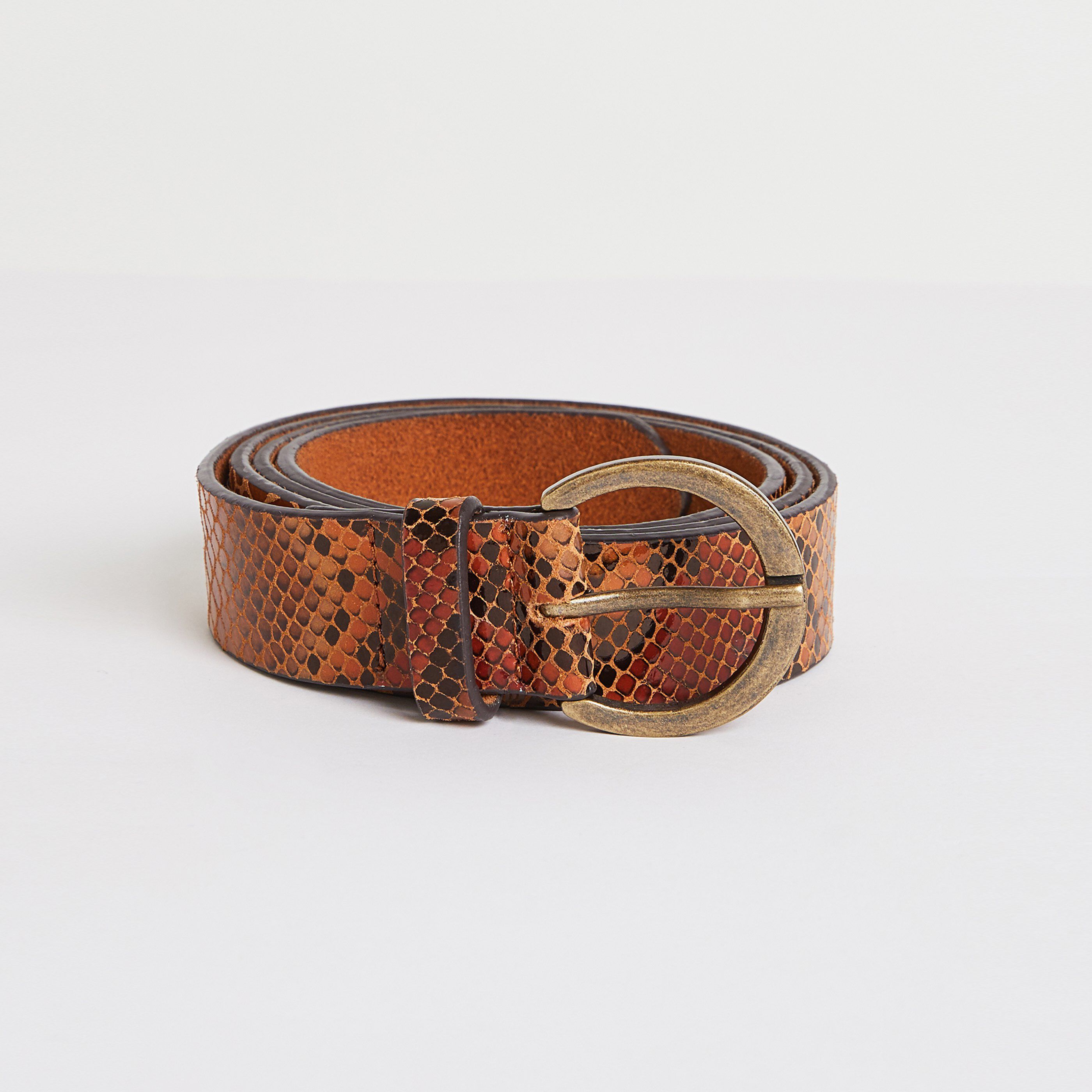 Ceinture en croute de cuir femme - MARRON