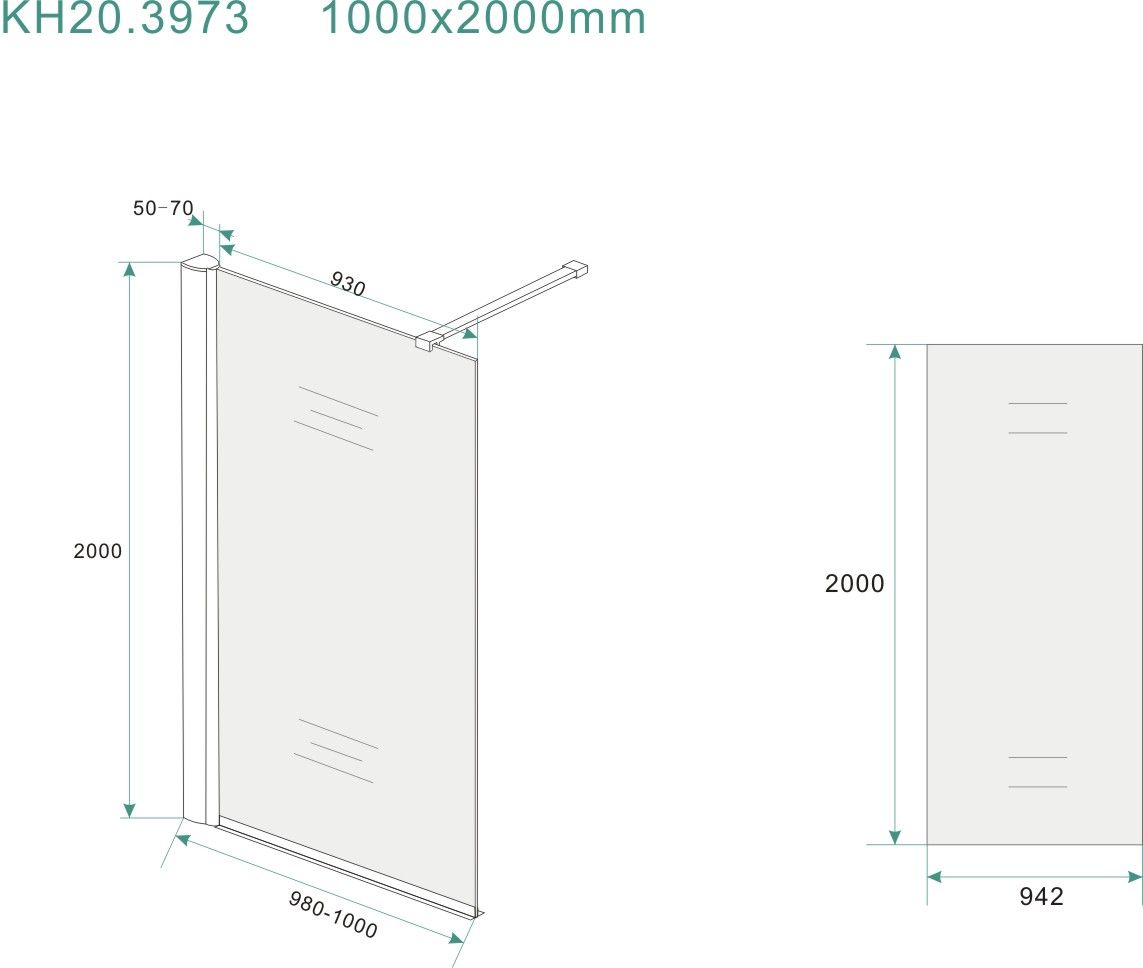 Mueller Private douchewand melkglas 100x200cm 10mm Anti-kalk