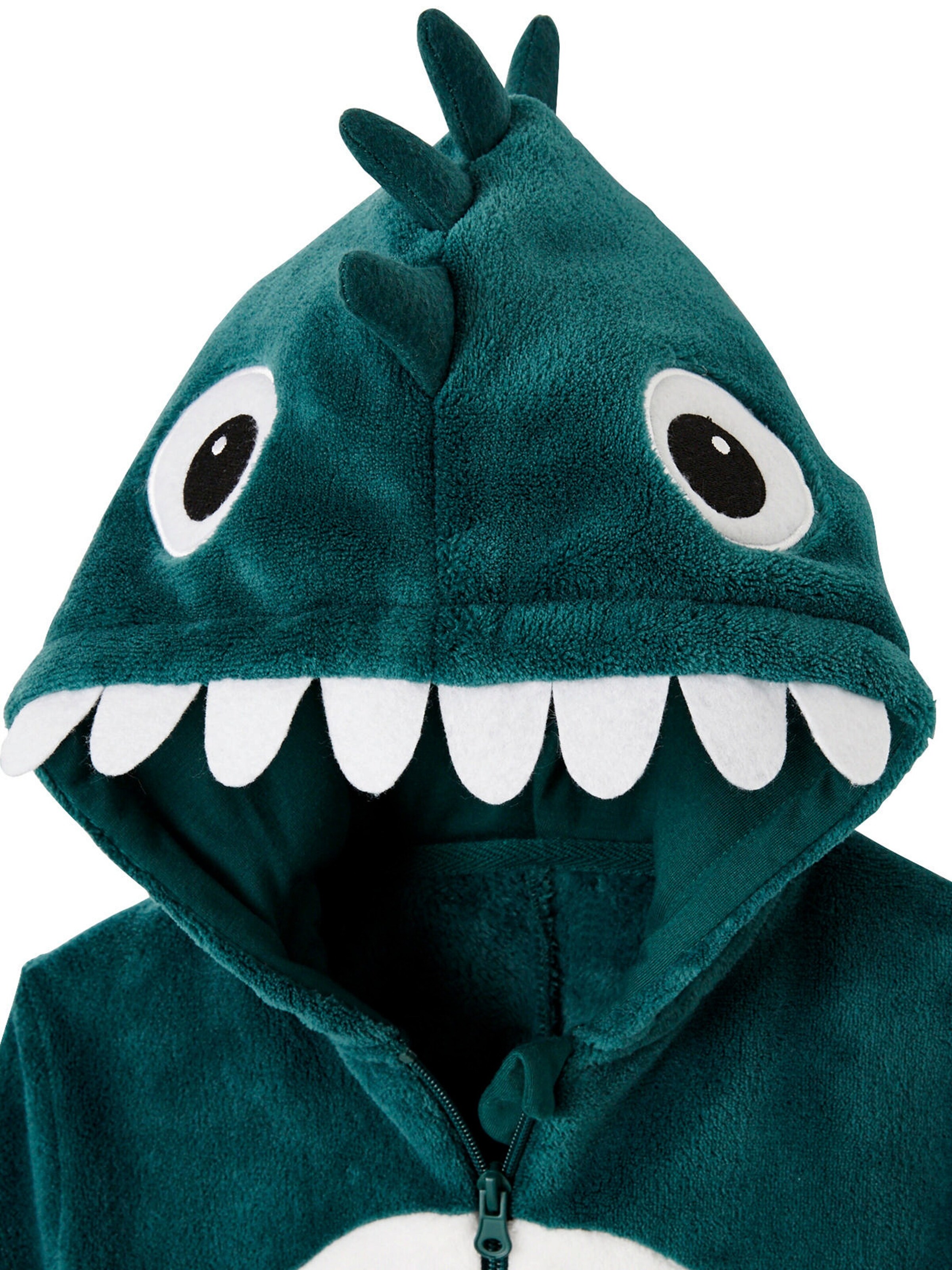 Vertbaudet Plüsch-Overall, Onesie DINOSAURIER dunkelgrün