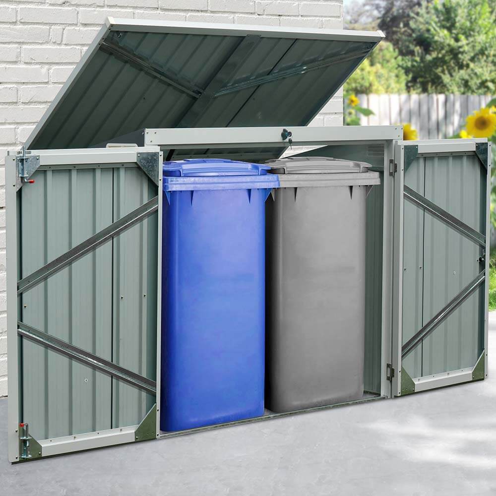 Home Deluxe - BASURA M Bin Storage Unit - Afmetingen 158 x 101 x 134 cm, Binnenoppervlak 1,3 m² - voor 2 x 240 L containers | Bin storage unit, tuinopslag