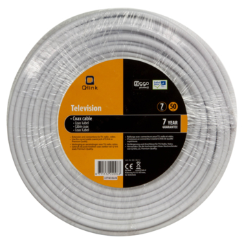 Q-Link coax kabel 50 meter wit kabelkeur