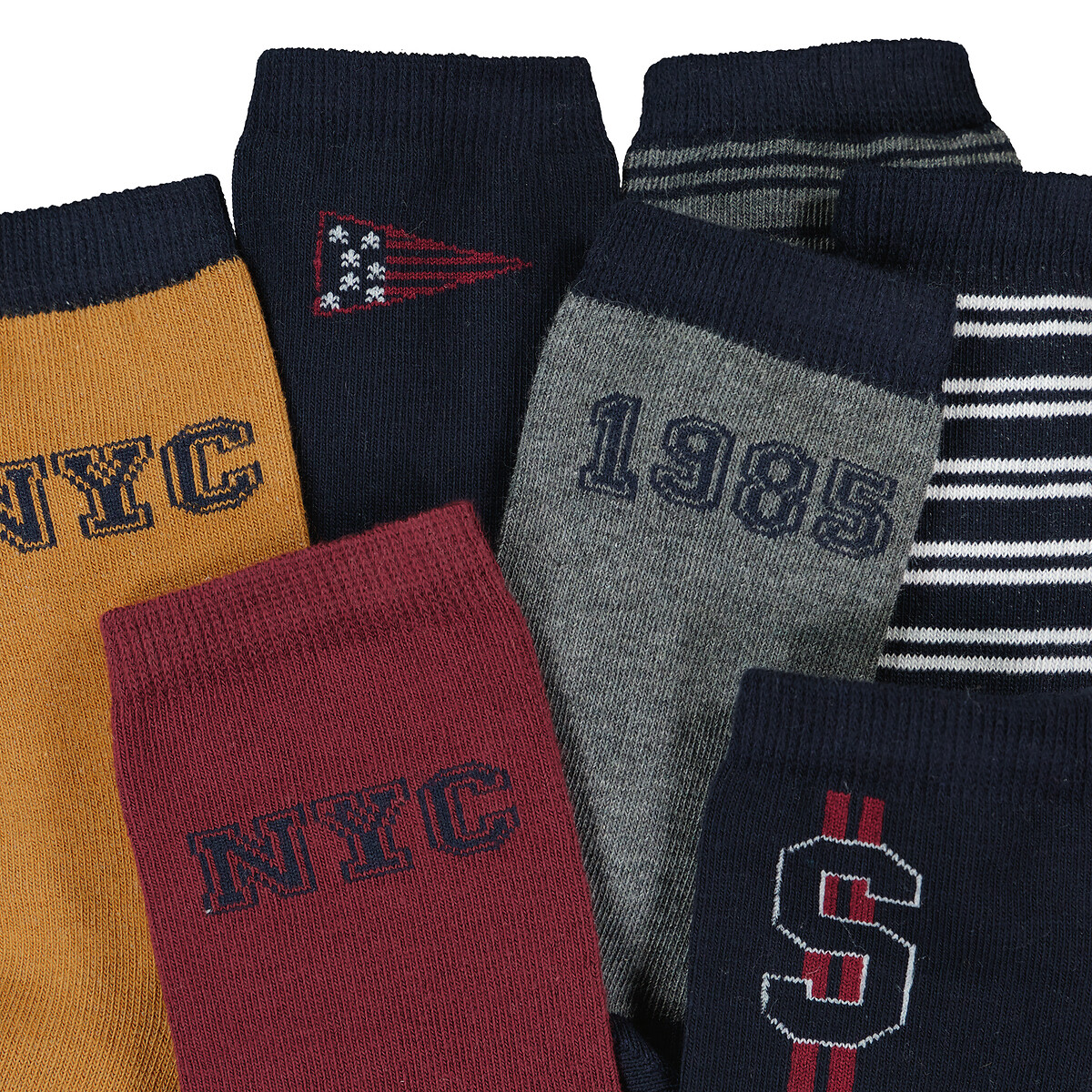 COLEÇÃO LA REDOUTE<br>Conjunto de 7 pares de meias com estampa de Nova York